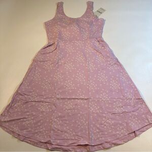 NWT Pact Organic Cotton Blend Tie Back Fit & Flare Dress Wild English Lavender